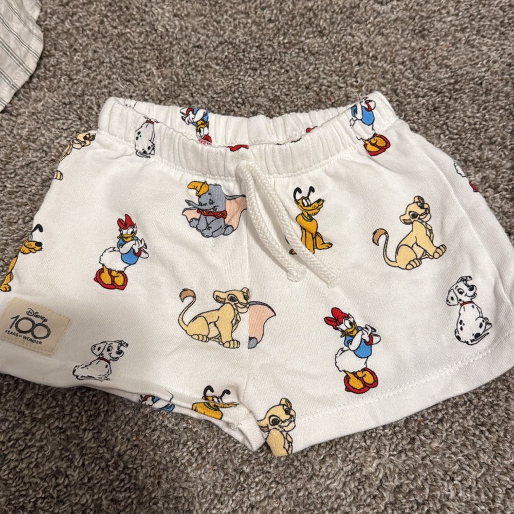 Disney Kids Cartoon Print Shorts - White